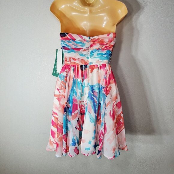 As U Wish Love Reign Strapless Floral Dress Size 5 With Rhinestone Waistband - Picture 8 of 14